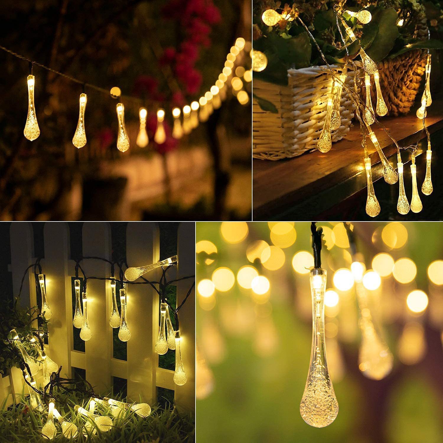 Wholesale Bubble Lamp Design MultiColor LED Light String IP65 Waterproof Multi-Mode Solar LED Pendant String Lights