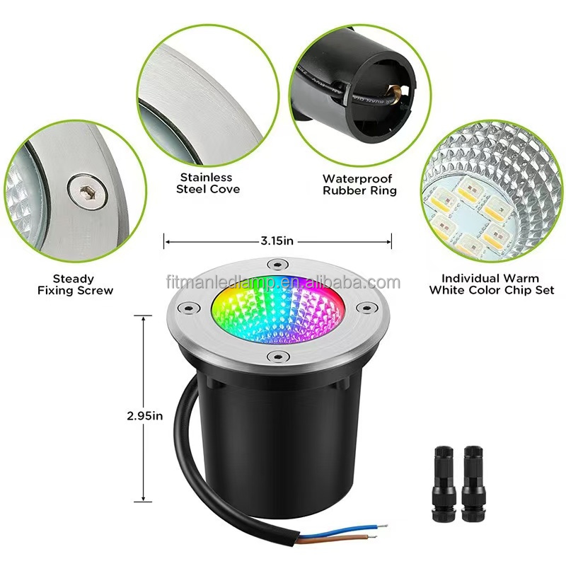 Remote Control 10W RGBW Landscape Light Outdoor LED Well Light 12-24V Multi-color IP67 Waterproof Garden Light