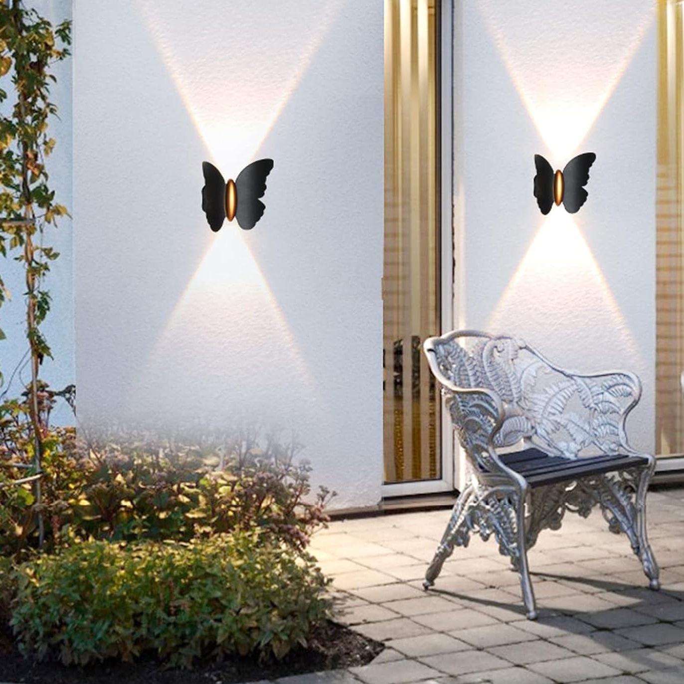 3D Black or White butterfly Design Lights up and Down 6W LED Wall Lamp Light Fixture for Outdoor Courtyard