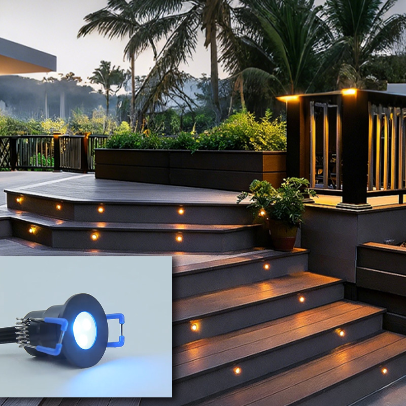 Low Voltage 24V Outdoor Waterproof Step Stair Lights Dimmable Timer RGBW UCS2904 Recessed LED Deck Lights