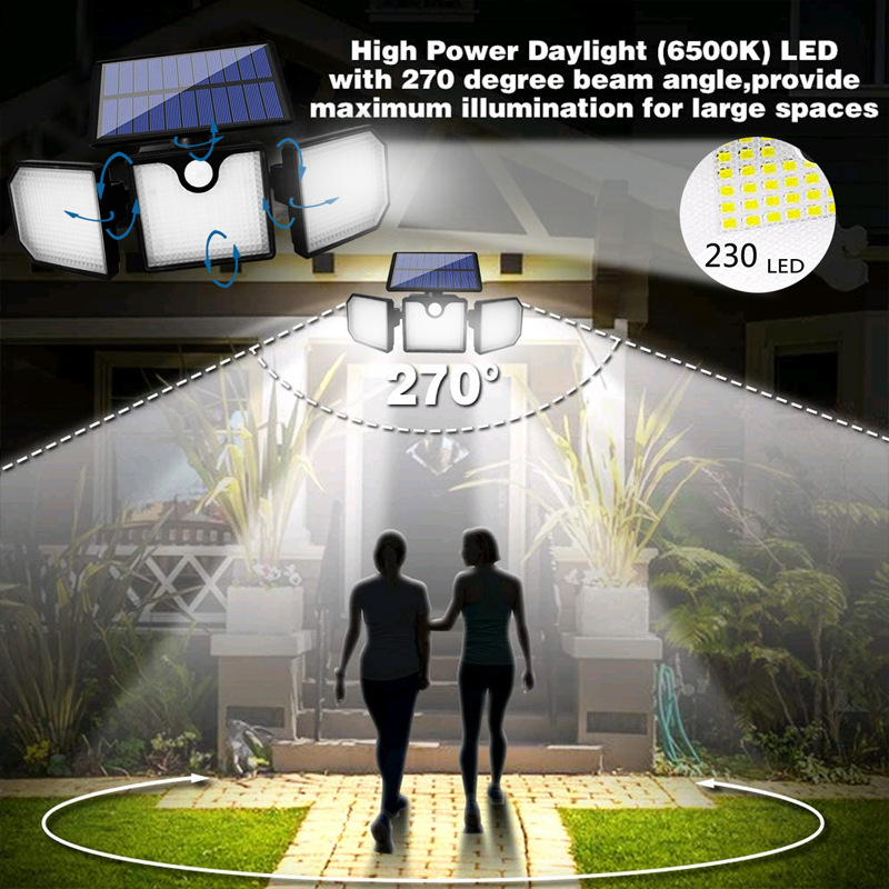 2 Packs LED Solar Motion Sensor Outdoor Wall Lights &amp; Spotlights Rotatable IP65 Waterproof for Garden Front Door Yard