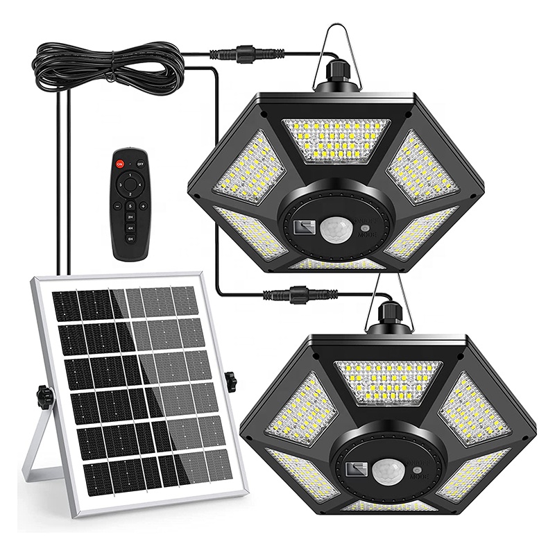 Solar Pendant Lights 180LED 1000LM Outdoor Motion Sensor Shed Light IP65 Waterproof with Remote