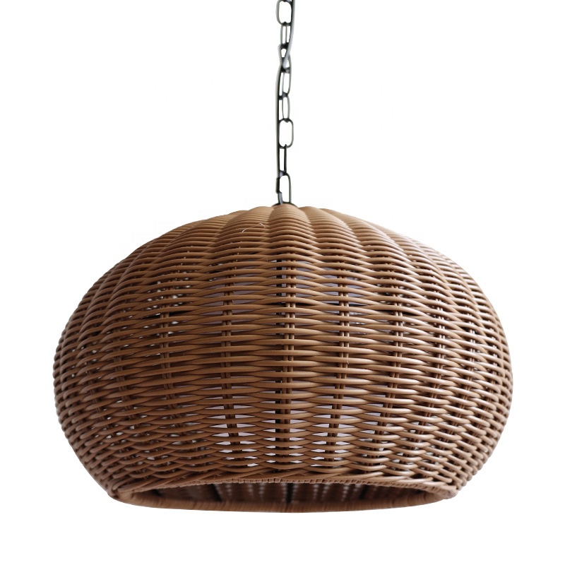Outdoor Vintage Farmhouse Rattan Hanging Lamp Bar Coffee Retro Restaurant Bamboo Basket Pendant Light for Gadern