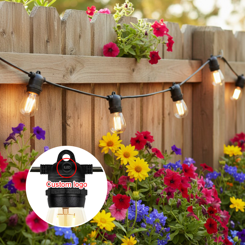 A60 48ft 100m E27 Socket LED Bulb Wedding Waterproof Holiday Party Vintage Patio Globe Outdoor Festoon String Light