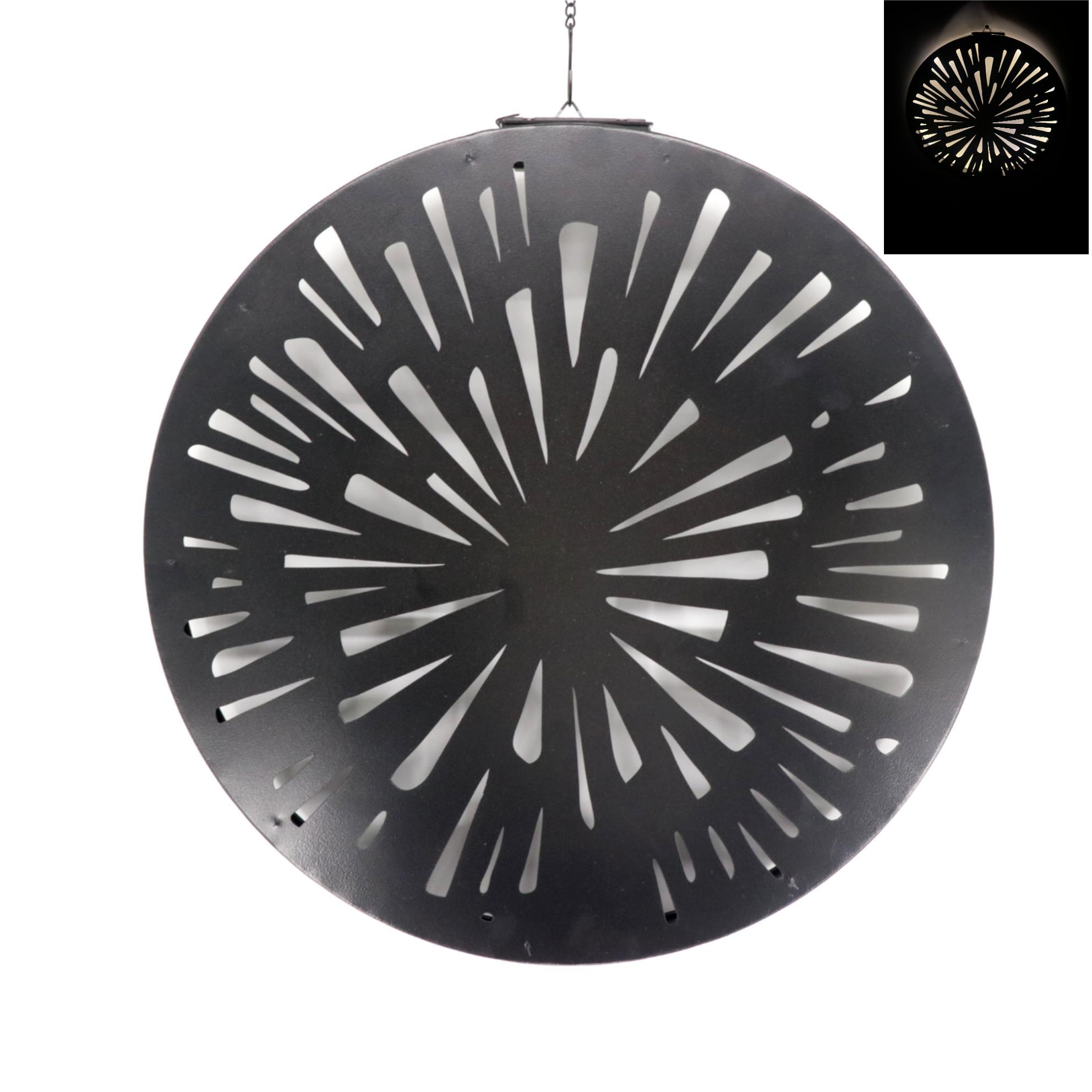 Warm White Solar Hanging Lantern Outdoor Metal Garden Light Waterproof LED Decorative Lamp for Patio Porch Yard Wall Decor