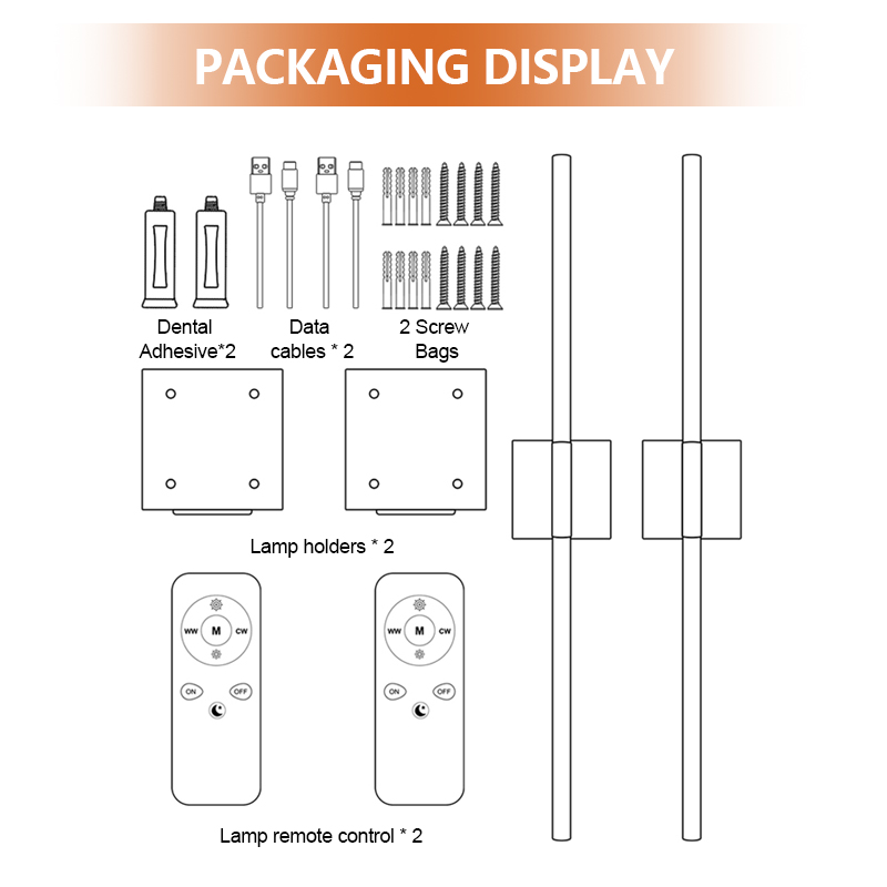 EGH Hot Sell Dimmable Wall Sconces With Remote Control 350 Rotate 3000K LED Wireless 6000mAh Battery Operated 8W Line Wall Lamp
