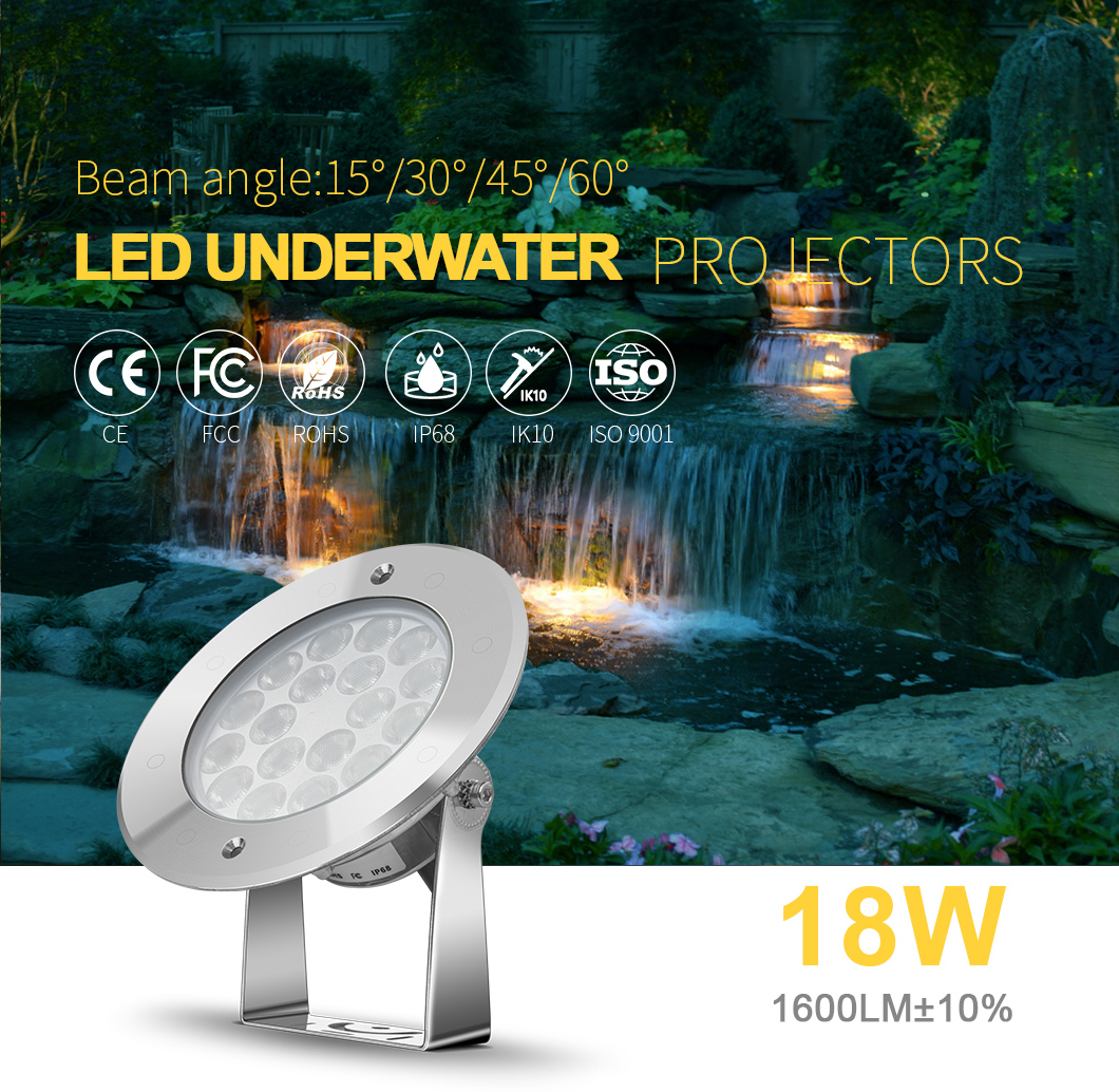 18W SS316L Submersible Pond Underwater Led Underwater Light
