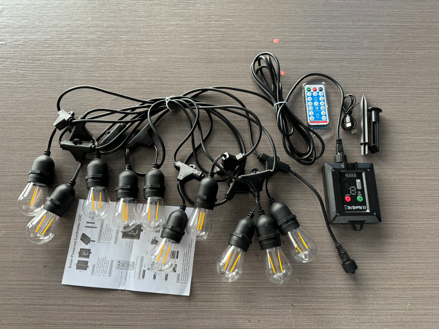 Waterproof Outdoor Garden Patio LED Solar S14 Bulb Fairy Vintage Commercial Festoon Cafe Christmas String Lights with Remote