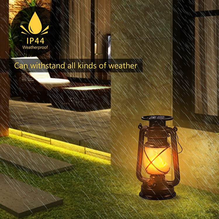 Solar Lantern Outdoor Hanging Lights Flame Vintage Led Camping Lamps Landscape Decor for Table Patio Garden Yard Pathway Porch