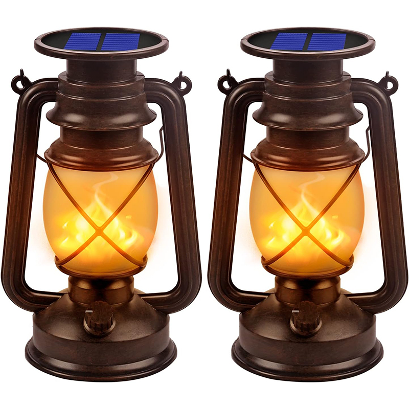 Solar Lantern Outdoor Hanging Lights Flame Vintage Led Camping Lamps Landscape Decor for Table Patio Garden Yard Pathway Porch