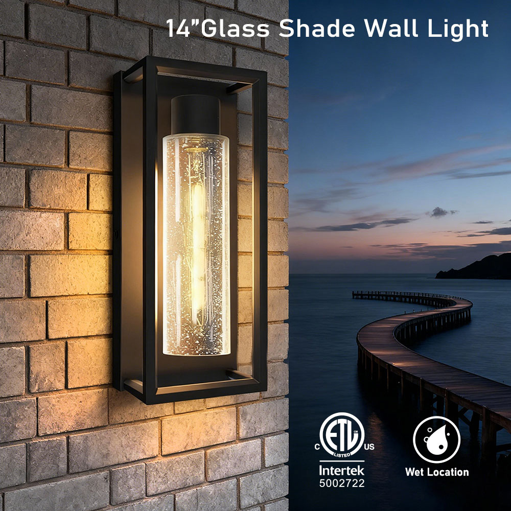Outdoor Wall Light Waterproof E27 E26 Replaceable Bulb Exterior Wall Lantern for Garden Villa Porch Patio