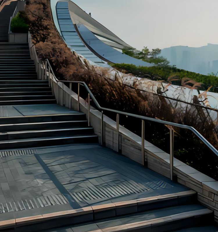 Walkways handrail lighting