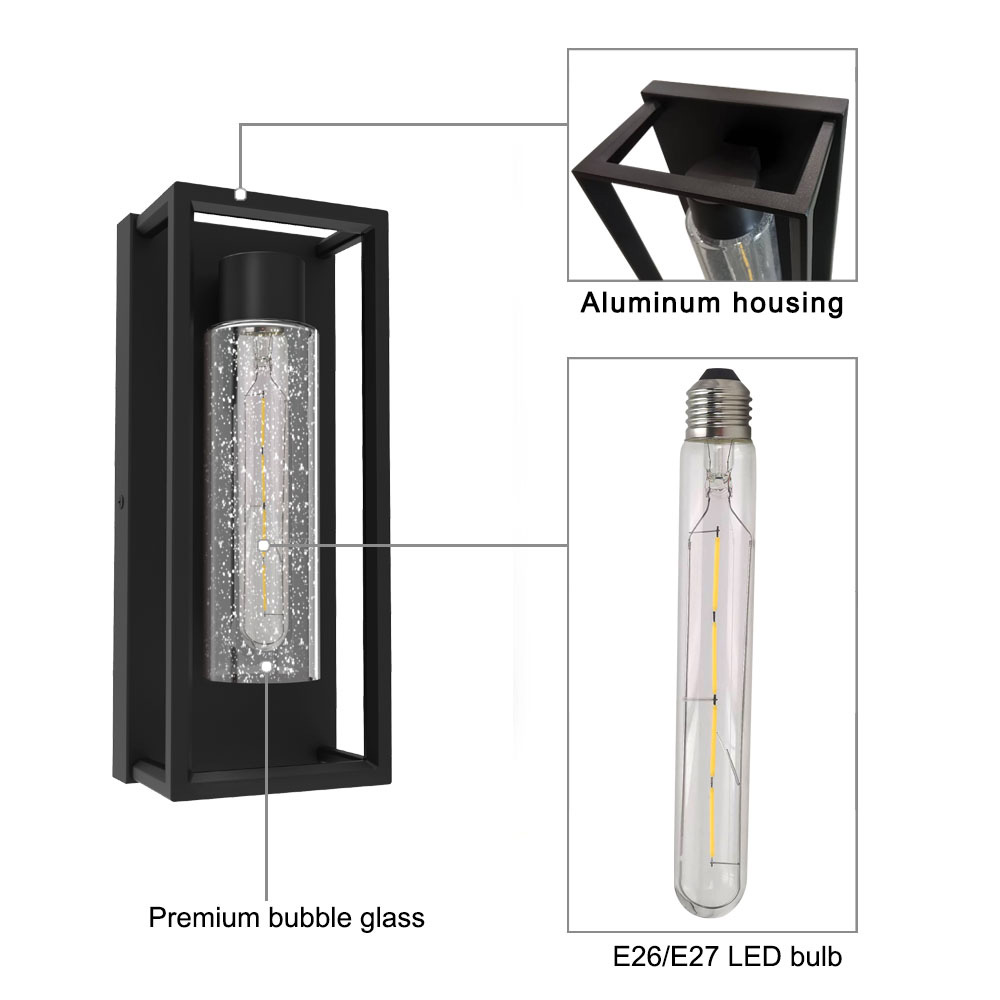 Outdoor Wall Light Waterproof E27 E26 Replaceable Bulb Exterior Wall Lantern for Garden Villa Porch Patio