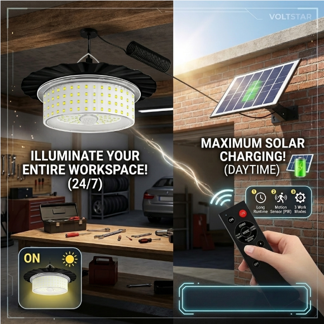 Outdoor Waterproof Solar Pendant Light Garage/Courtyard Solar Ambient Lighting LED Solar Hanging Light with Remote Control