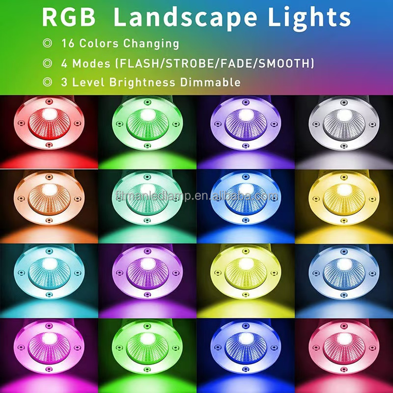 Remote Control 10W RGBW Landscape Light Outdoor LED Well Light 12-24V Multi-color IP67 Waterproof Garden Light