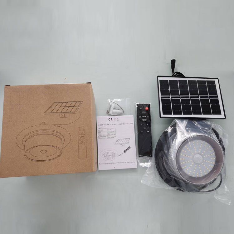 Outdoor Waterproof Solar Pendant Light Garage/Courtyard Solar Ambient Lighting LED Solar Hanging Light with Remote Control