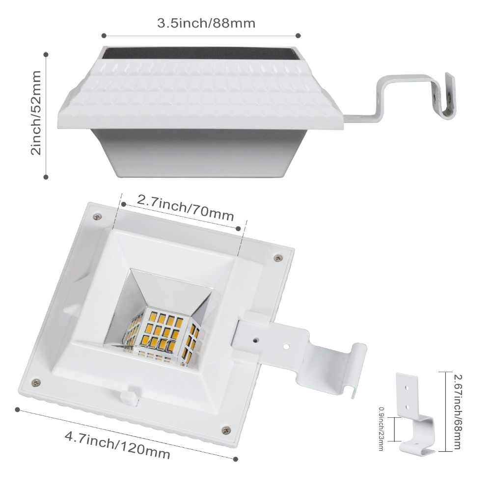 12 LED Square Outdoor Corridor Wall Light Smart Solar Gutter Night Utility Security Light Outdoor Solar Gutter LED Lights