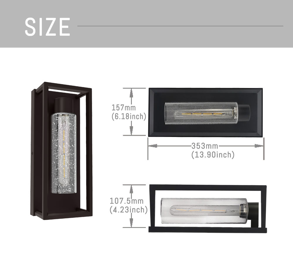 Outdoor Wall Light Waterproof E27 E26 Replaceable Bulb Exterior Wall Lantern for Garden Villa Porch Patio