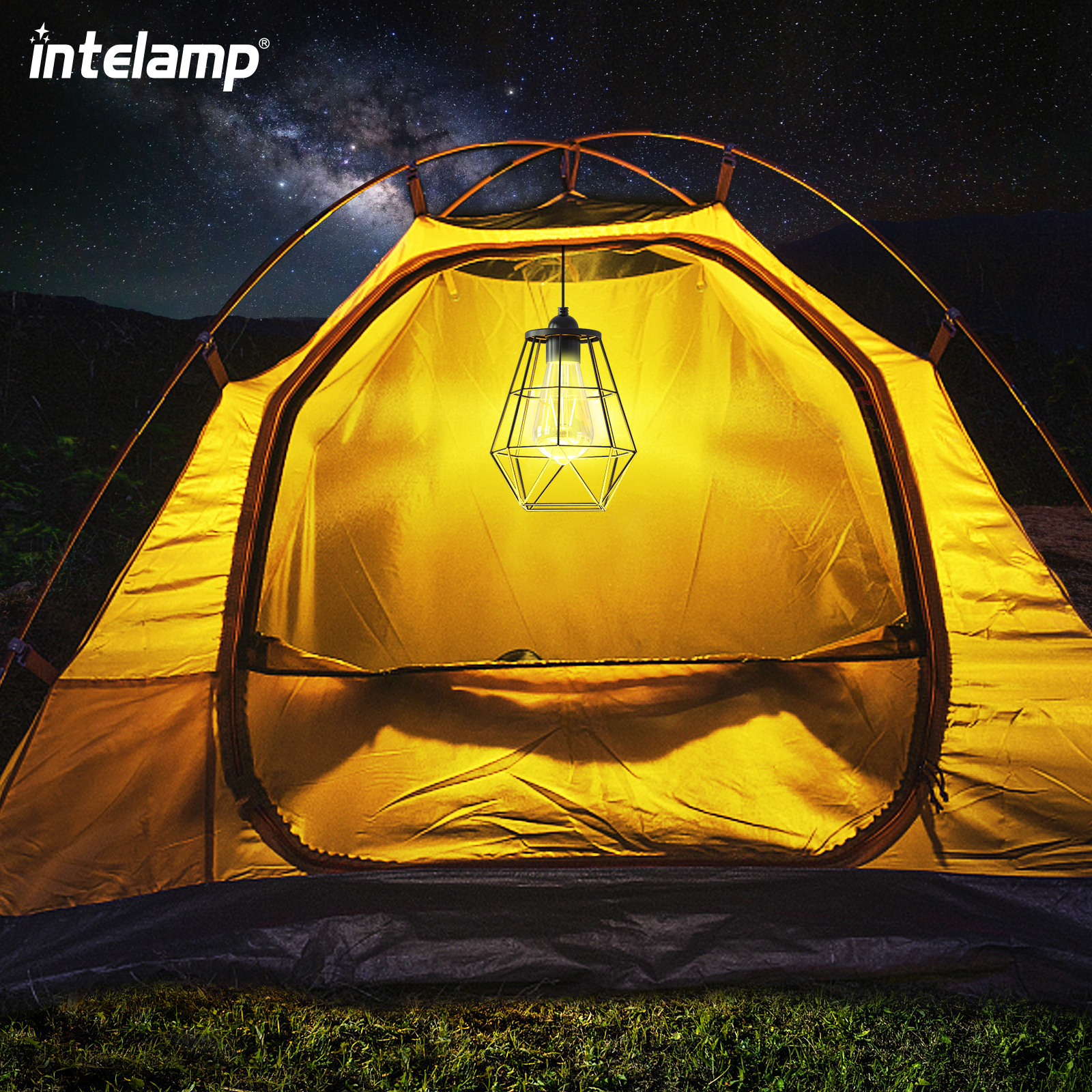 Intelamp Warm Lighting Hanging LED Shed Lights Outdoor Pendant Diamond Light Indoor Solar Lamps