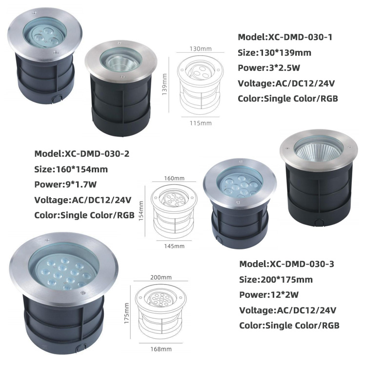 Adjustable Angle LED In-Ground Deck Light Garden IP67 Waterproof Buried Underground 3W 9W 12W 18W 24W Aluminum LED Well Light