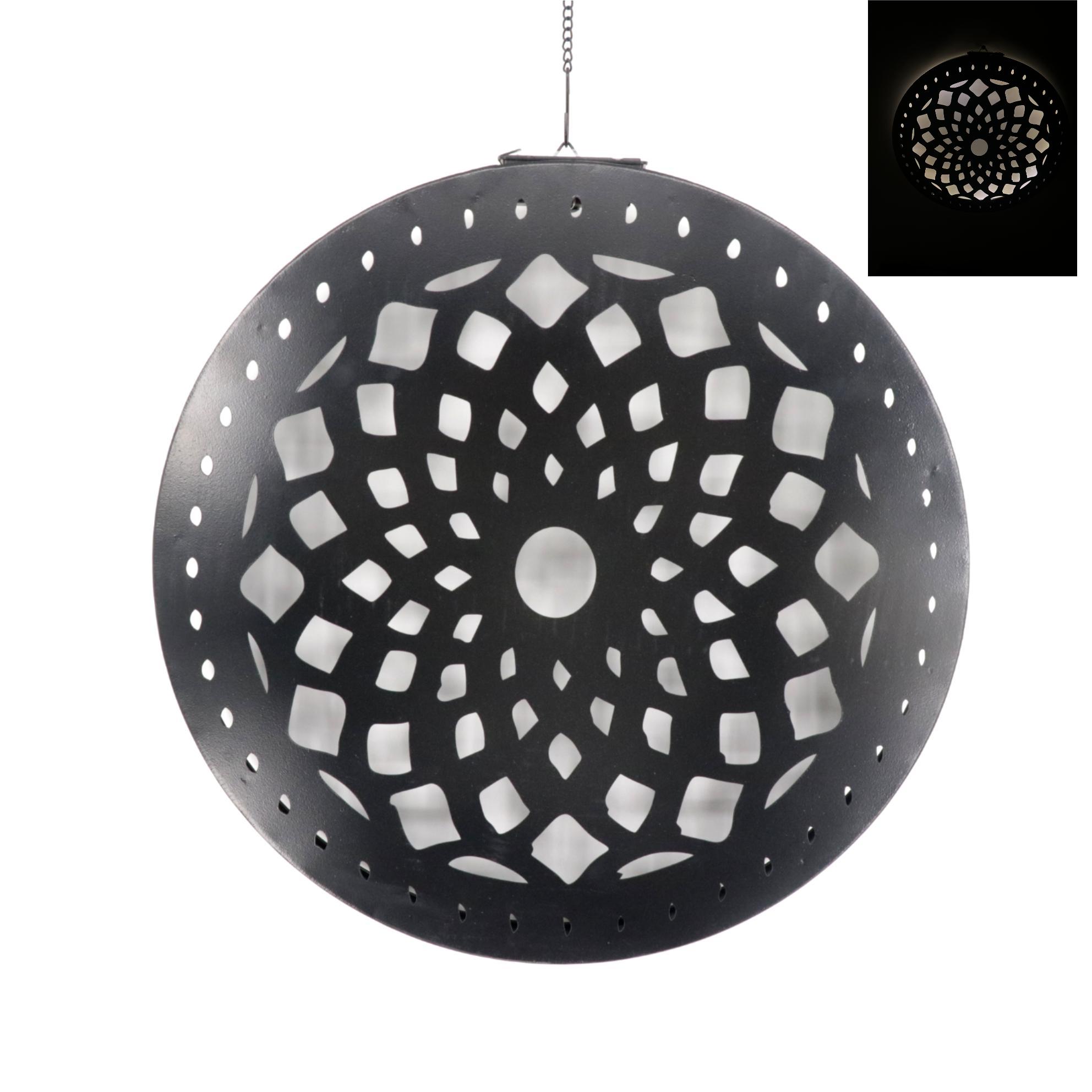 Warm White Solar Hanging Lantern Outdoor Metal Garden Light Waterproof LED Decorative Lamp for Patio Porch Yard Wall Decor