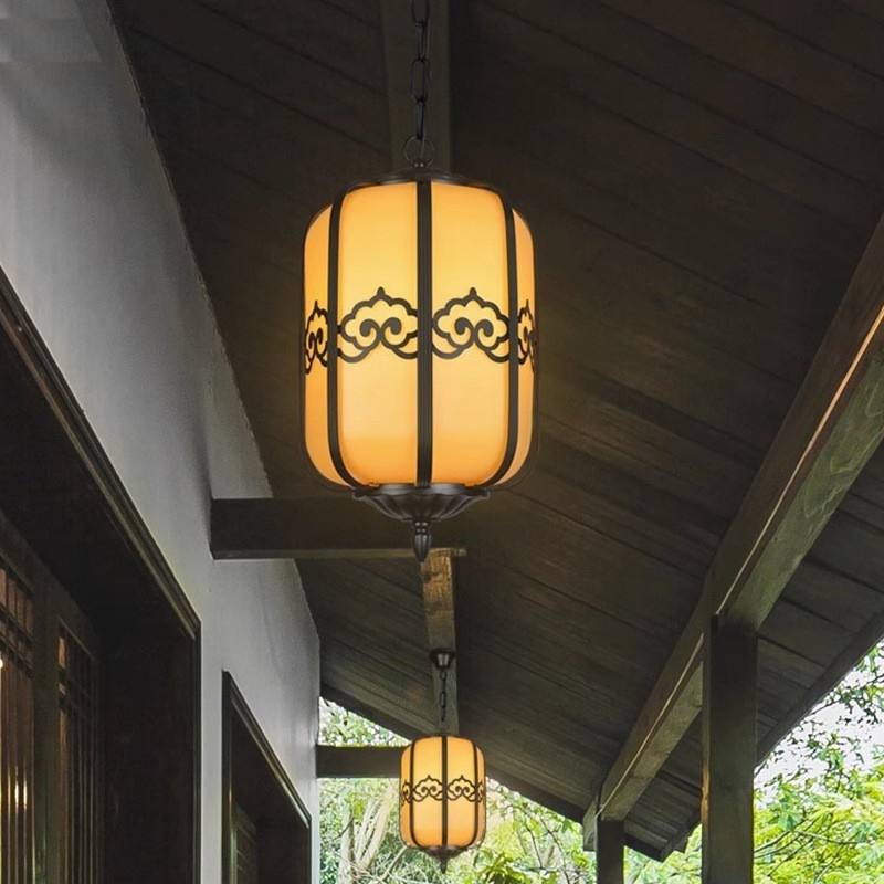 Antique Small Size AC Power Hanging Lantern New Waterproof Door Corridor Balcony Lamp New Chinoiserie Outdoor Pendant Light
