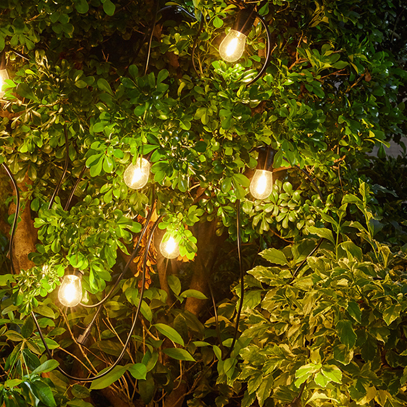 Top Quality Bulb Solar Power 15led 48ft Festoon String Lights Extendable Outdoor Commercial Hanging Sockets String Lights