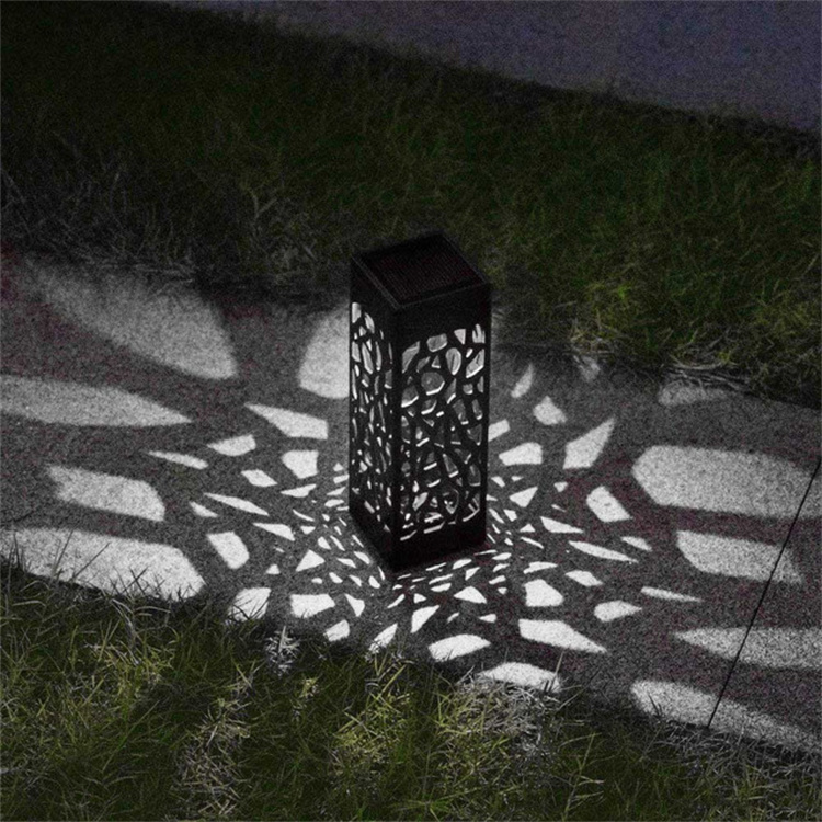 Retro Outdoor Garden Light Hanging LED Solar Lantern With Handle Hollow LED Table Lamp, Porch Patio Decoration