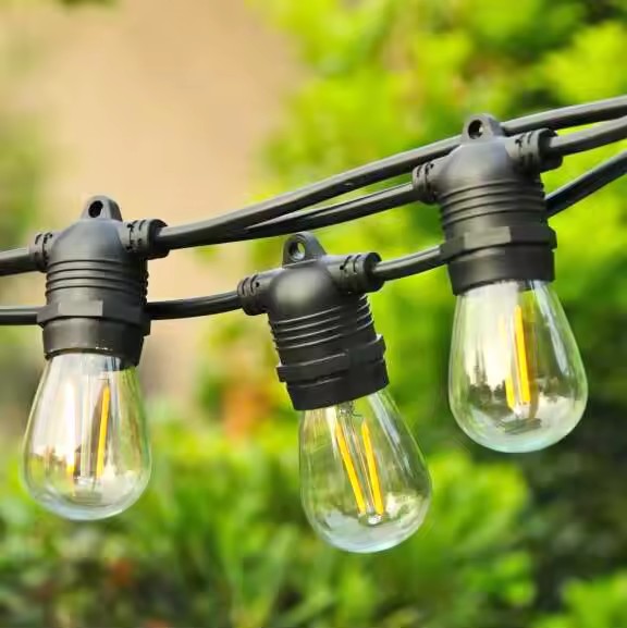 Supplier E27 48ft S14 A60 20m 100m Festoon Light Solar Holiday Garden Patio Cafe Decorative Waterproof Outdoor LED String Light