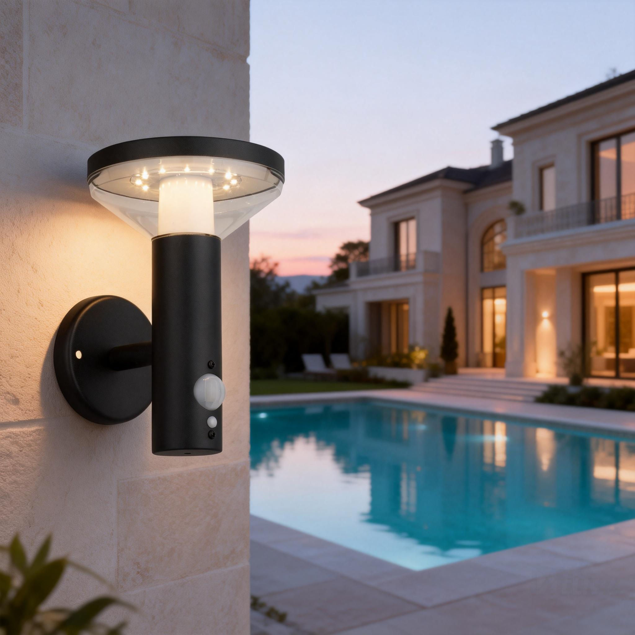 Modern Stainless Steel Waterproof Motion Sensor Garden Outdoor Led Outside Wall Solar Light