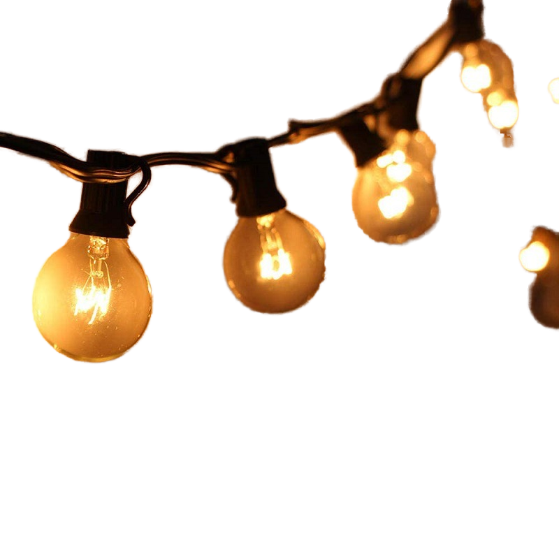 Vintage Patio Globe LED String Lights G40 Bulb E26 Base 25 Sockets 2700K Warm White Connector Festoon Lighting Christmas