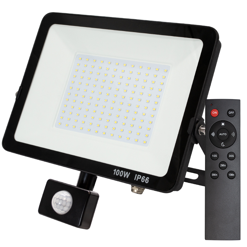 IP66 Waterproof AC Outdoor Wall Lights Dusk to Dawn 30W 50W 100W Automotive LED PIR Motion Sensor Flood Light Garden Garage Gate