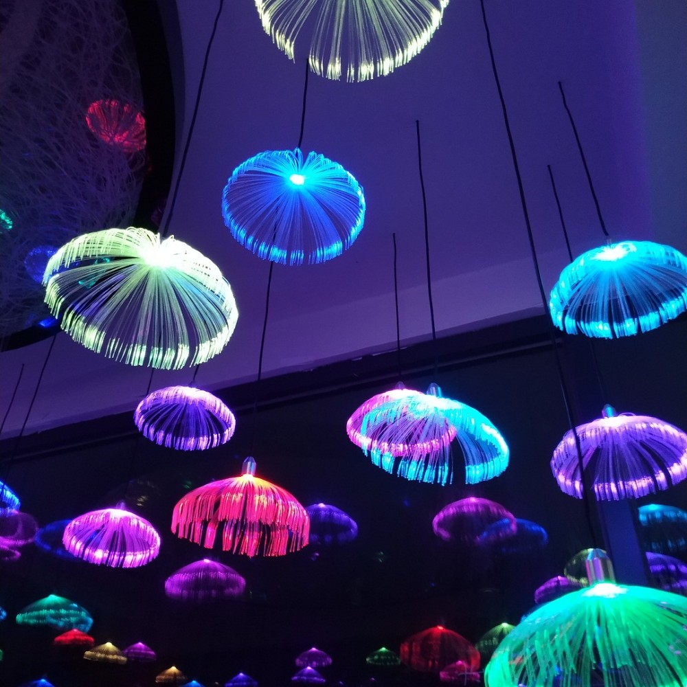 Holiday Event Outdoor Christmas Fiber Optic Pendant Light Jellyfish Lamp for Weeding Decoration Christmas Holiday