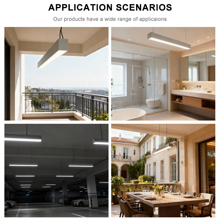 Minimalist Long Ip65 3000K/4000K/6000K Linear Led Pendant Light for Indoor and Outdoor Use
