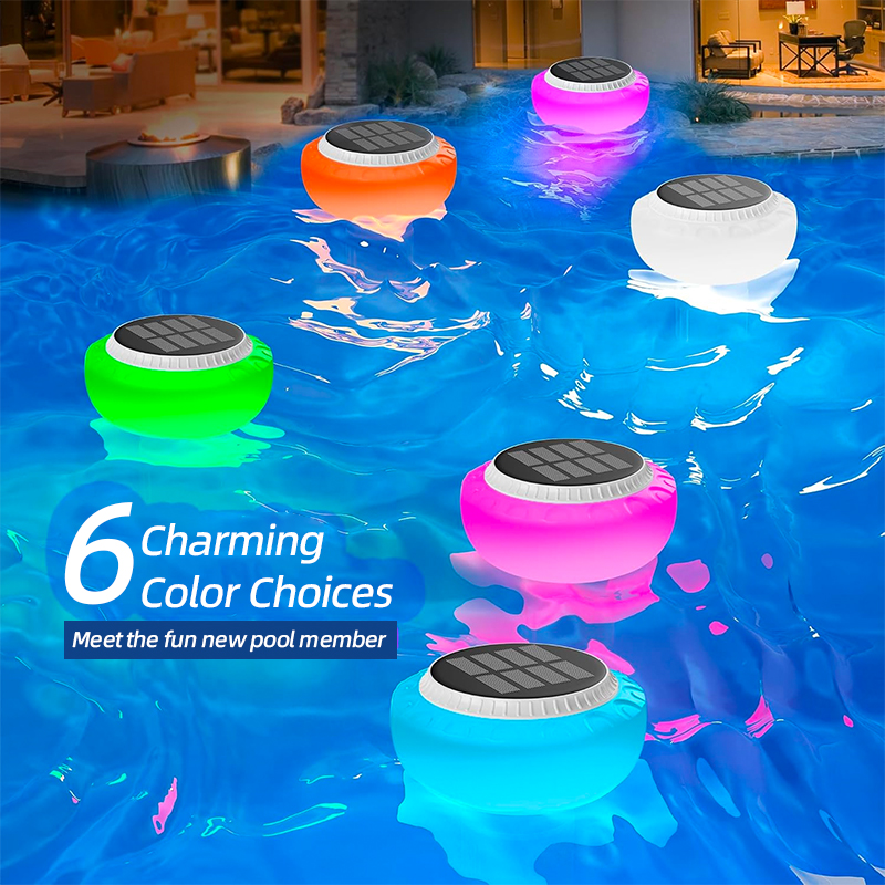 AuSilver IP68 Waterproof LED Solar ABS Floating Chlorine Dispenser Color-Changing Warm White Rechargeable Pooling Light