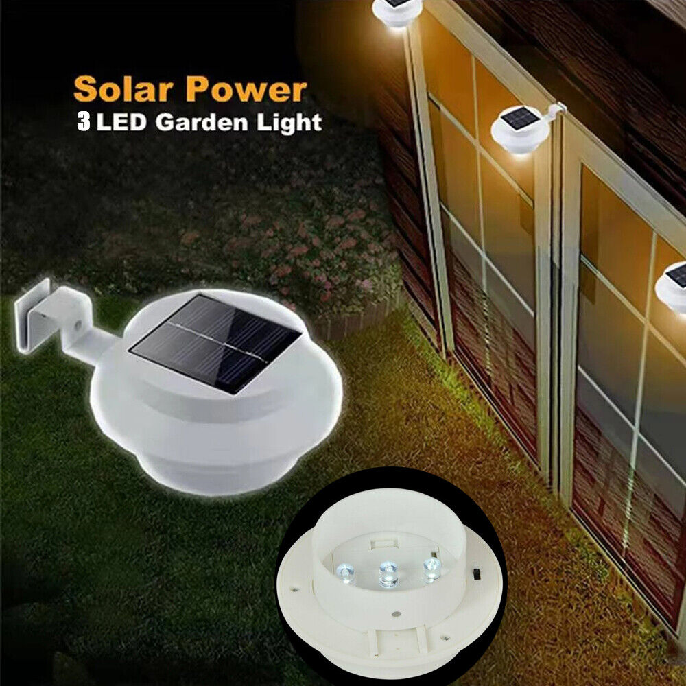 2024 LED Solar Gutter Lights Wall Light 3LED Outdoor Garden Pathway Fence Lamps