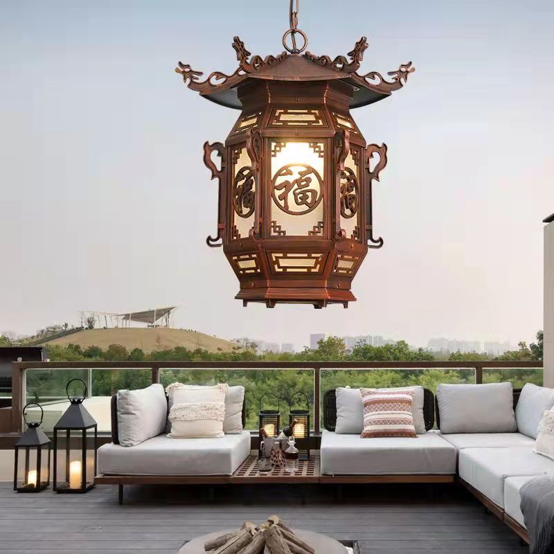 Hot Sale Classical LED Lamps Waterproof for Home Corridor Retro Outdoor Pendant Light Black Chandelier