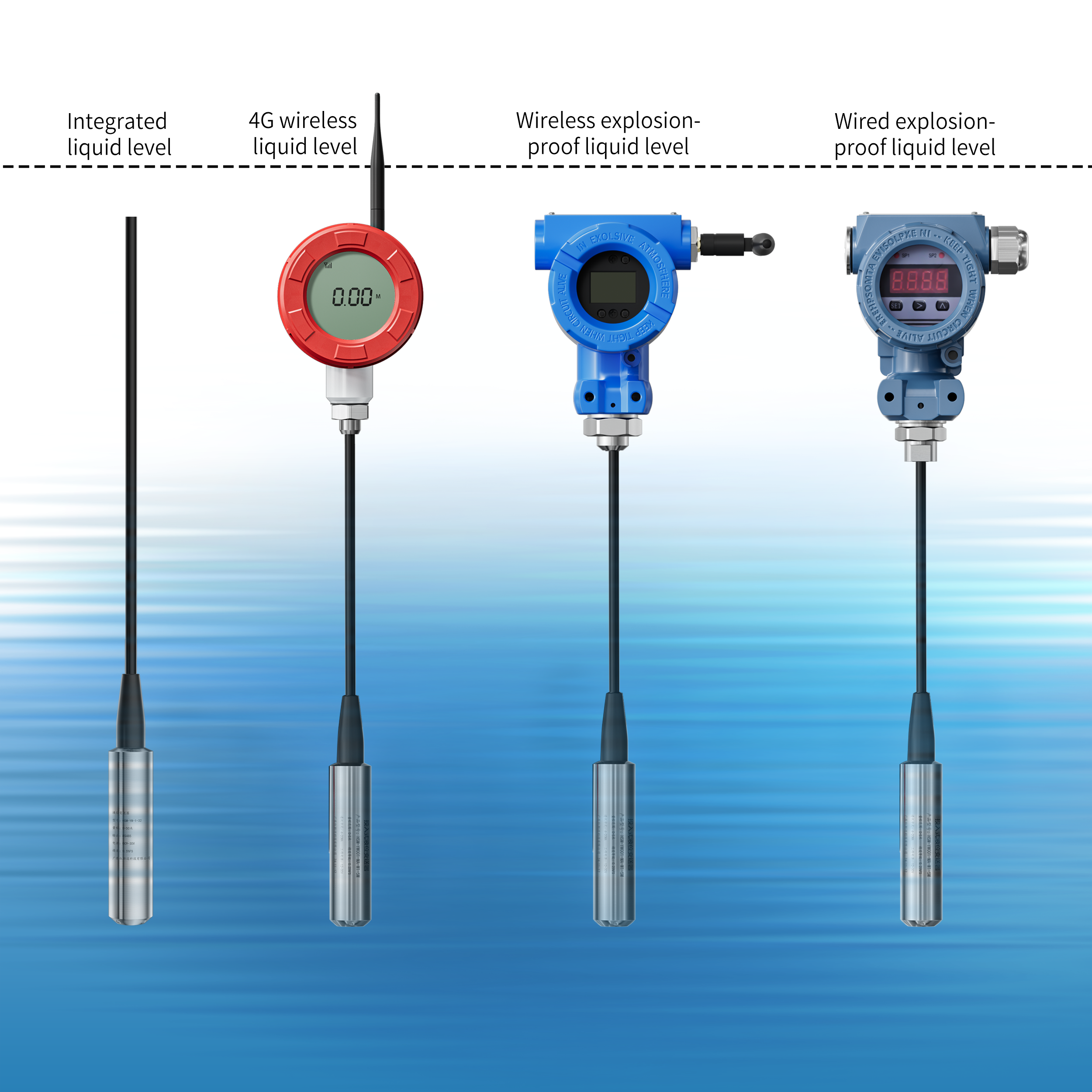 4-20ma RS485 Mini Tank Sewage Submersible Water Level Sensor Atex 24VDC SplitType Borehole Water Submersible Water Level Meter