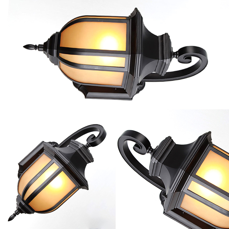 Outdoor Wall Lantern Black Aluminum Clear Glass Waterproof Vintage Porch Patio Entryway Wall Light