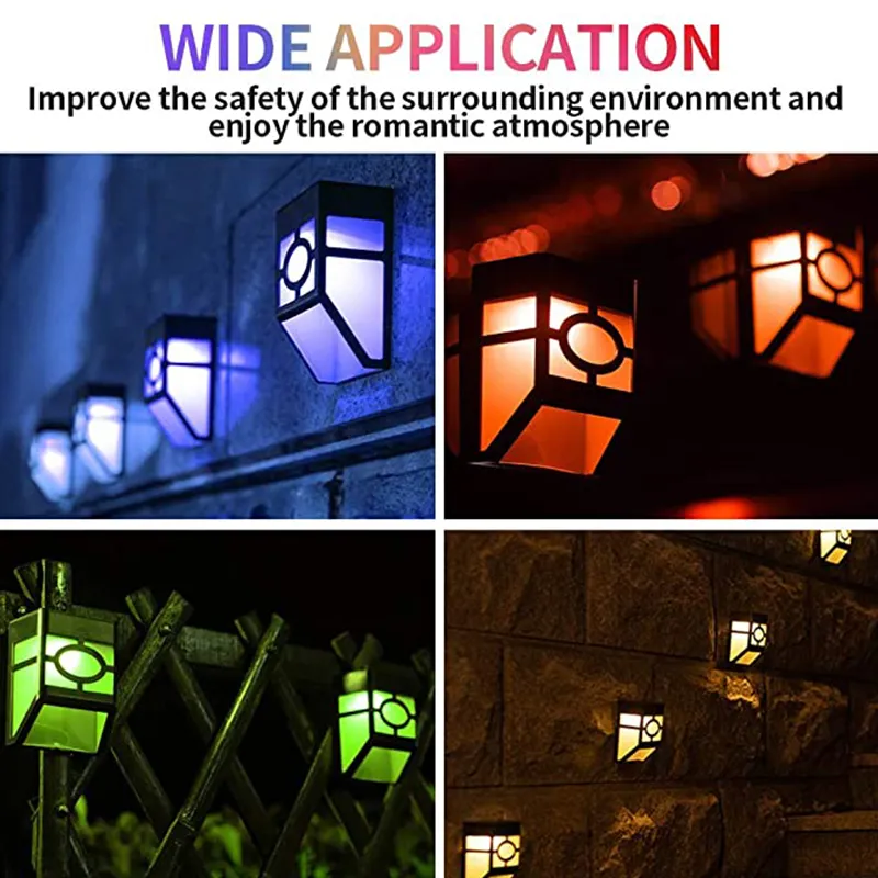 Outdoor Solar LED Wall Light Waterproof Lighting for Deck Fence Patio Garden Landscape Lamp