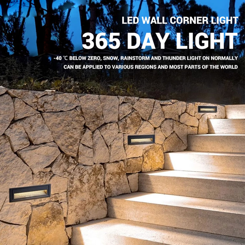 3W Warm LED Stair Step Light Deck Wall Lamp Body with Die-Cast Aluminum Hidden Installation Outdoor Waterproof LED Wall Light