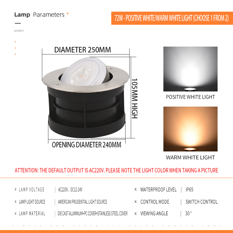 Adjustable Angle IP65 Waterproof LED In-ground Light Aluminum Recessed Underground Well Lamp for Hotel Path Landscape