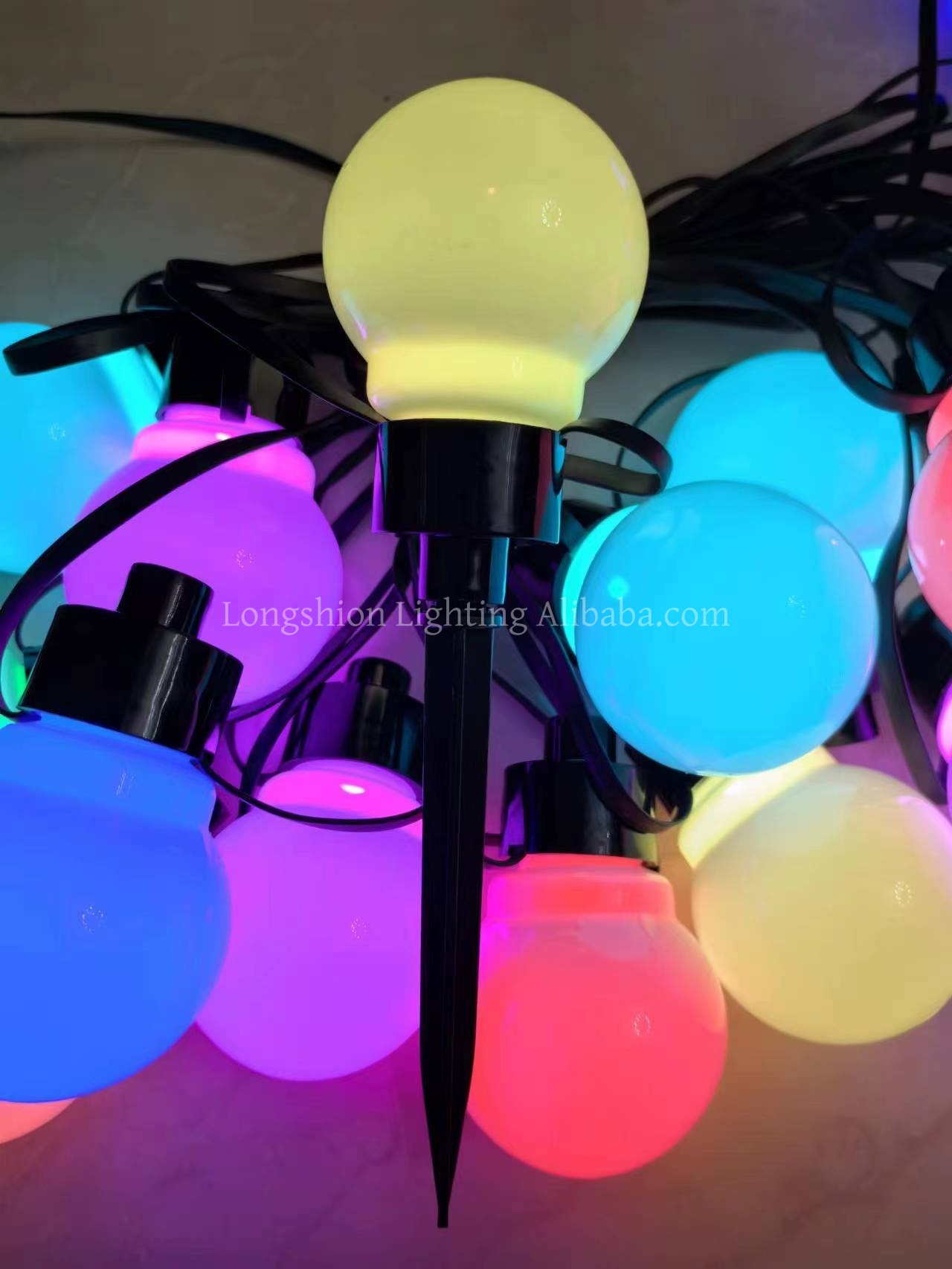 Longshine Customized Smart RGB LED Christmas Festoon String Home Lighting IP65 Waterproof Clear Glass Milky Ball Bulb APP Remote