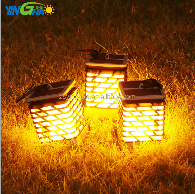 Outdoor Lantern Solar Panel Decorative Flickering Garden Led Solar Flame Light