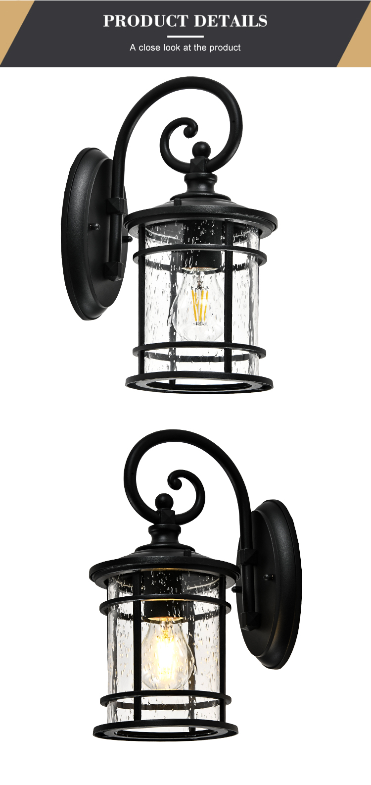 Factory Wall Lamp Waterproof Outside Garden Lantern Sconce Outdoor Porch Wall Lights