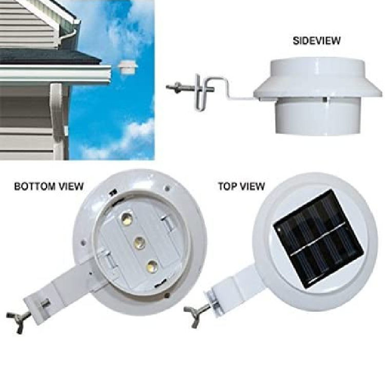IP67 Waterproof 3 LED Solar Gutter Lights for Garden Fence Outdoor Solar Fence Lights