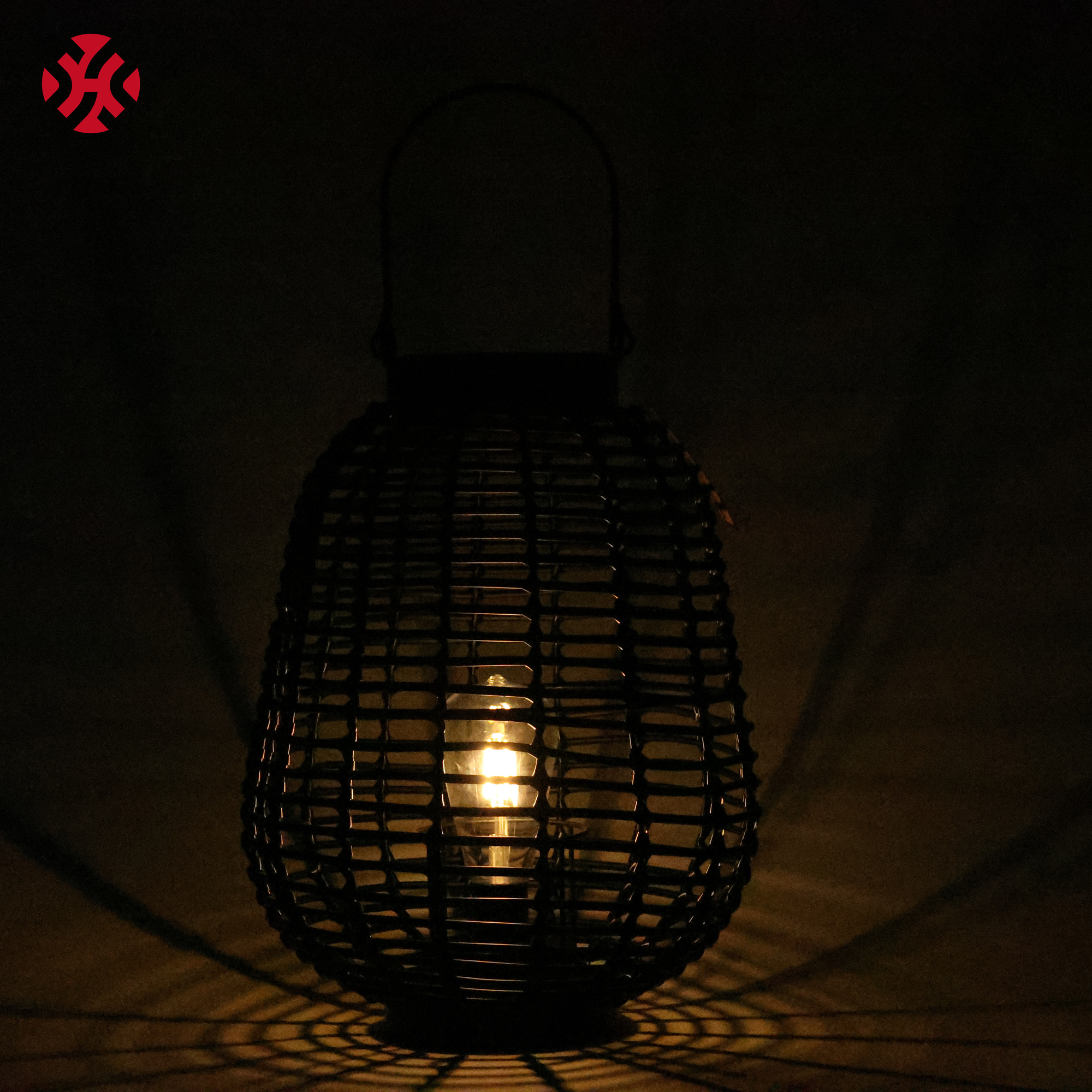 XH Floor Outdoor Lamp Patio Lighting, Hand-Woven Rattan Decoration Lights for Deck, Yard, Lawn, Pool Porch Solar Garden Lanterns
