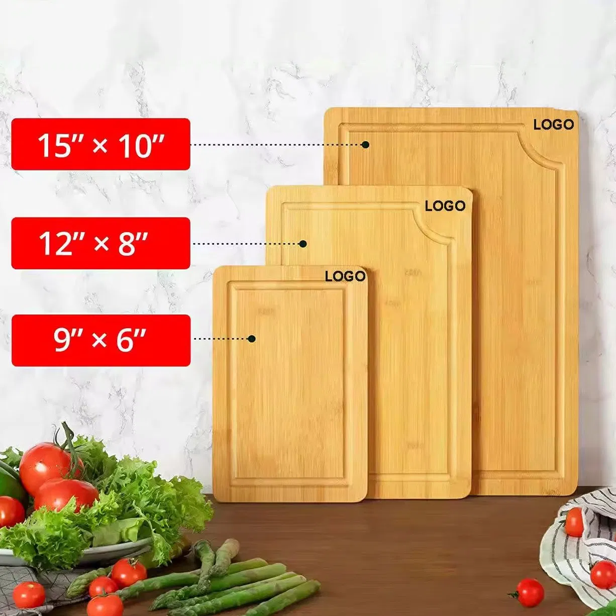 China Customized Chopping Board Extra Large Thick Bread Bamboo Cutting Boards with Logo for Kitchen