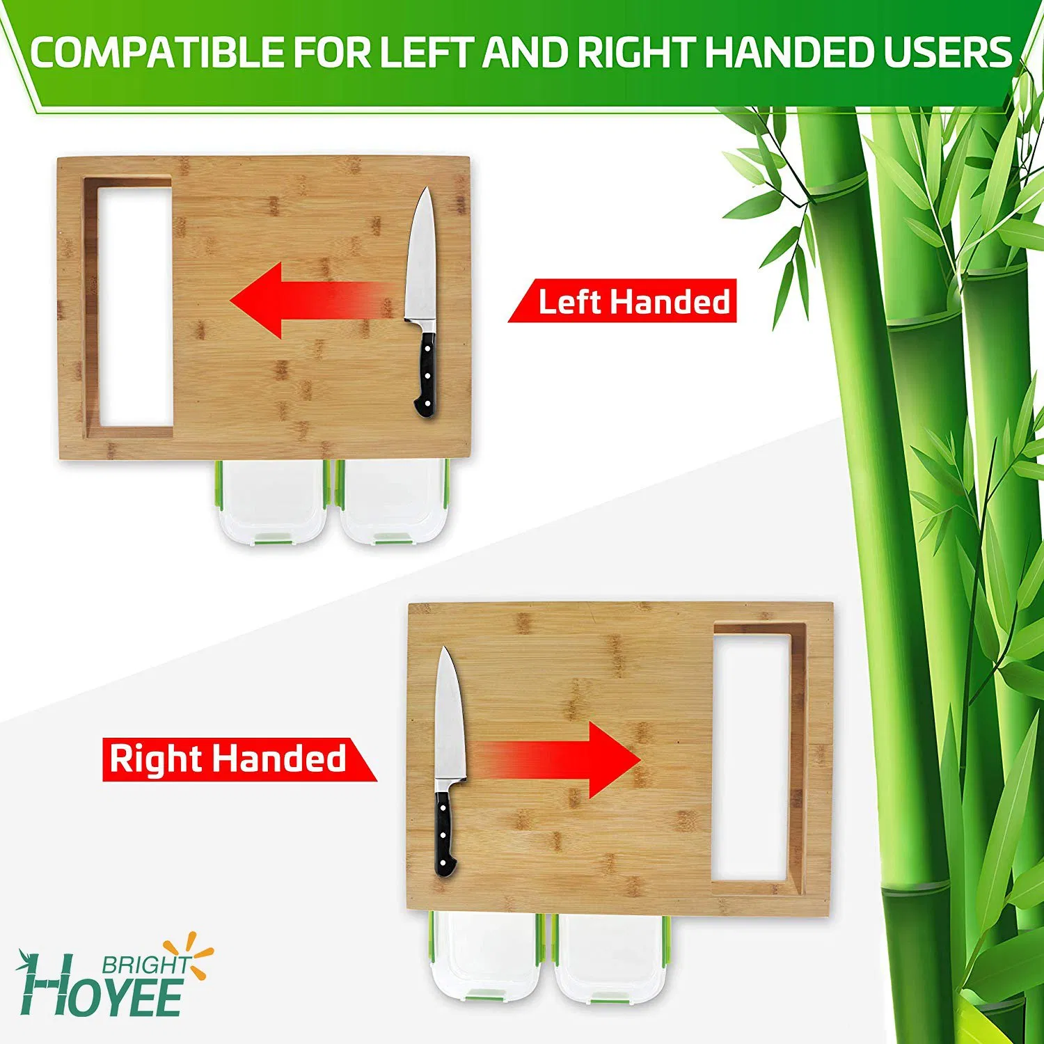 Bamboo Cutting Board with Containers Extra Large Cutting Board Set with Trays