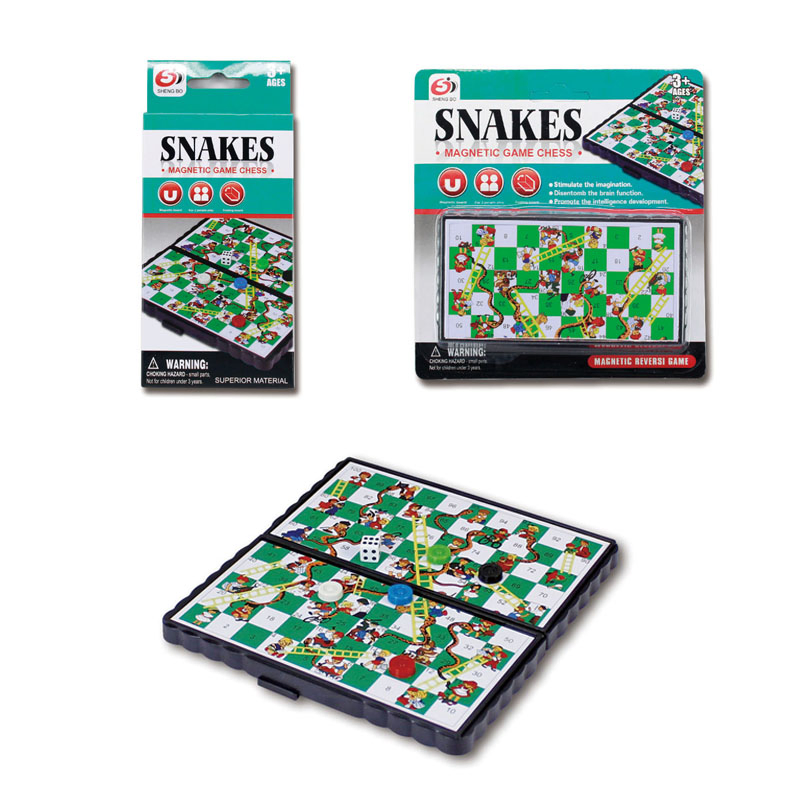 Children's Puzzle Toys Wholesale Portable Outdoor Game Chess Parent-Child Chess Toys Folding Magnetic Snake and Ladder Board
